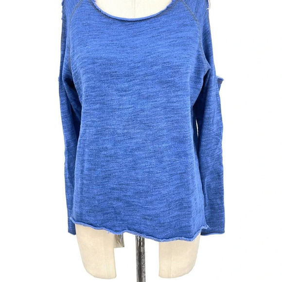 Nation LTD Clara Cold Shoulder Sweatshirt Top Blue Size Small - Picture 4 of 9